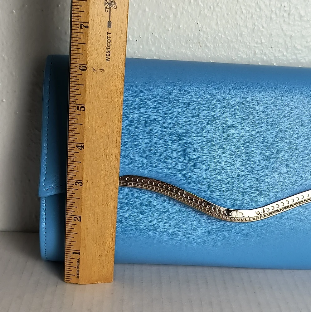 Evening Clutch Bag Snap Button Cocktail Party Casual Blue Sky